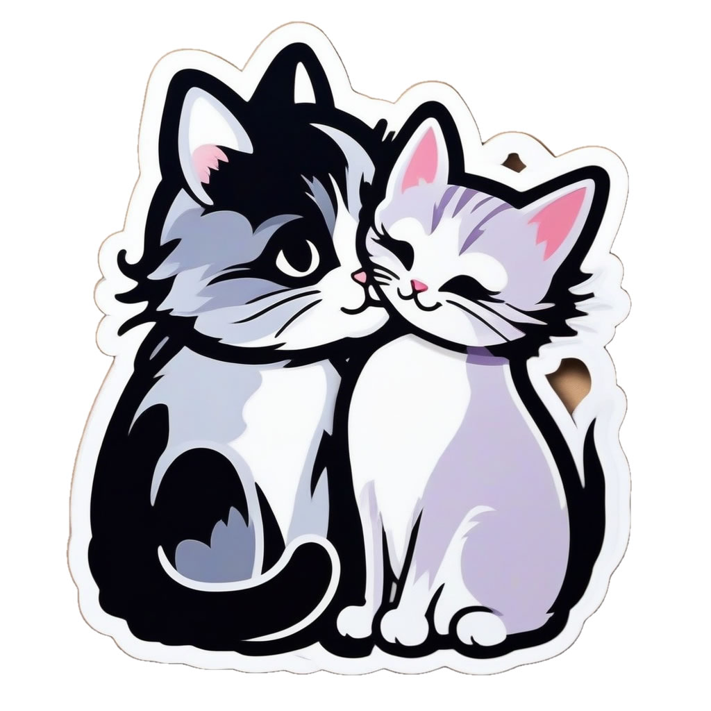 Cute Cats Vinyl Bumper Sticker  Window Cling or Bumper Sticker Magnet in UV Laminate Coating