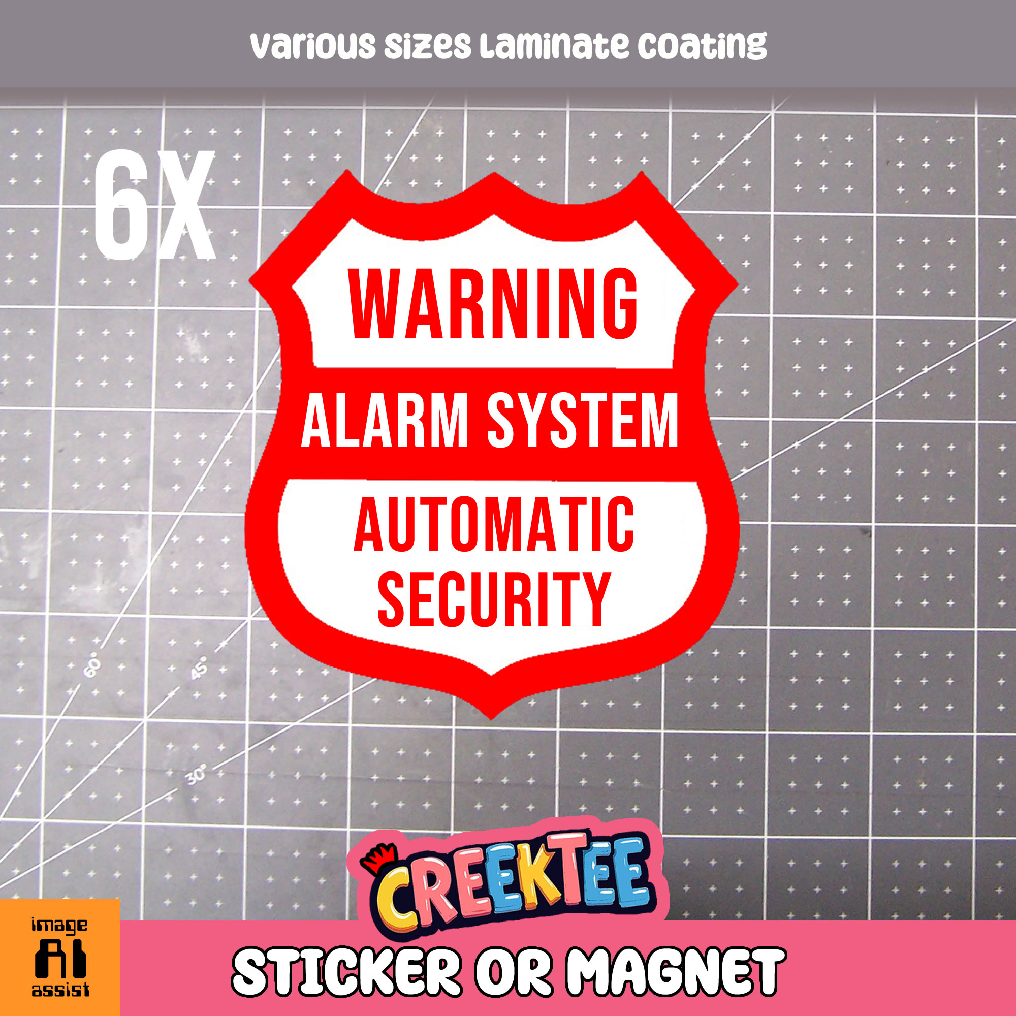 Warning Alarm System Automatic Security Die Cut Vinyl Sticker  Window Cling or Magnet with Laminate Coating in Various Sizes