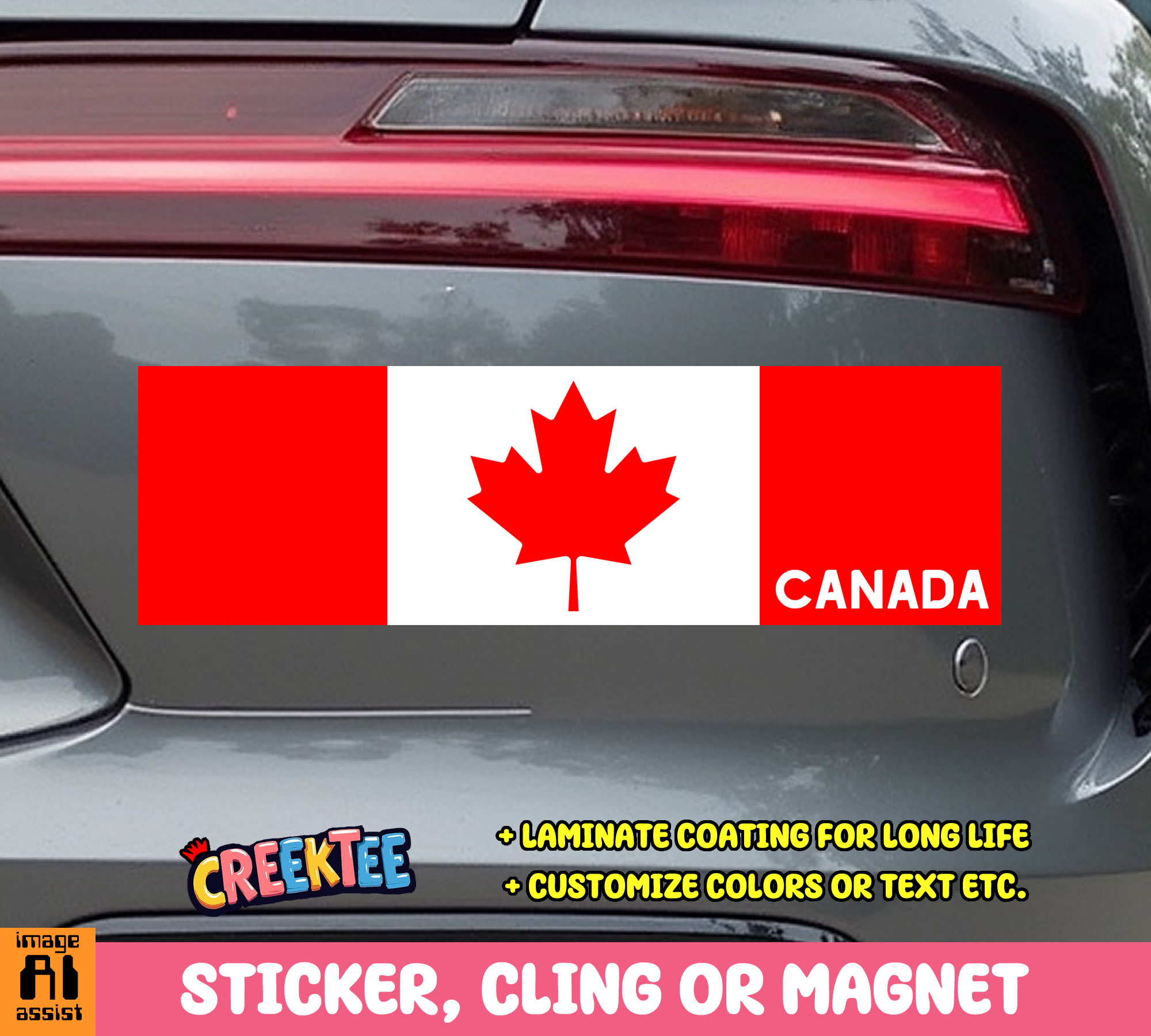 Canada Vinyl Bumper Sticker  Window Cling or Bumper Sticker Magnet in UV Laminate Coating