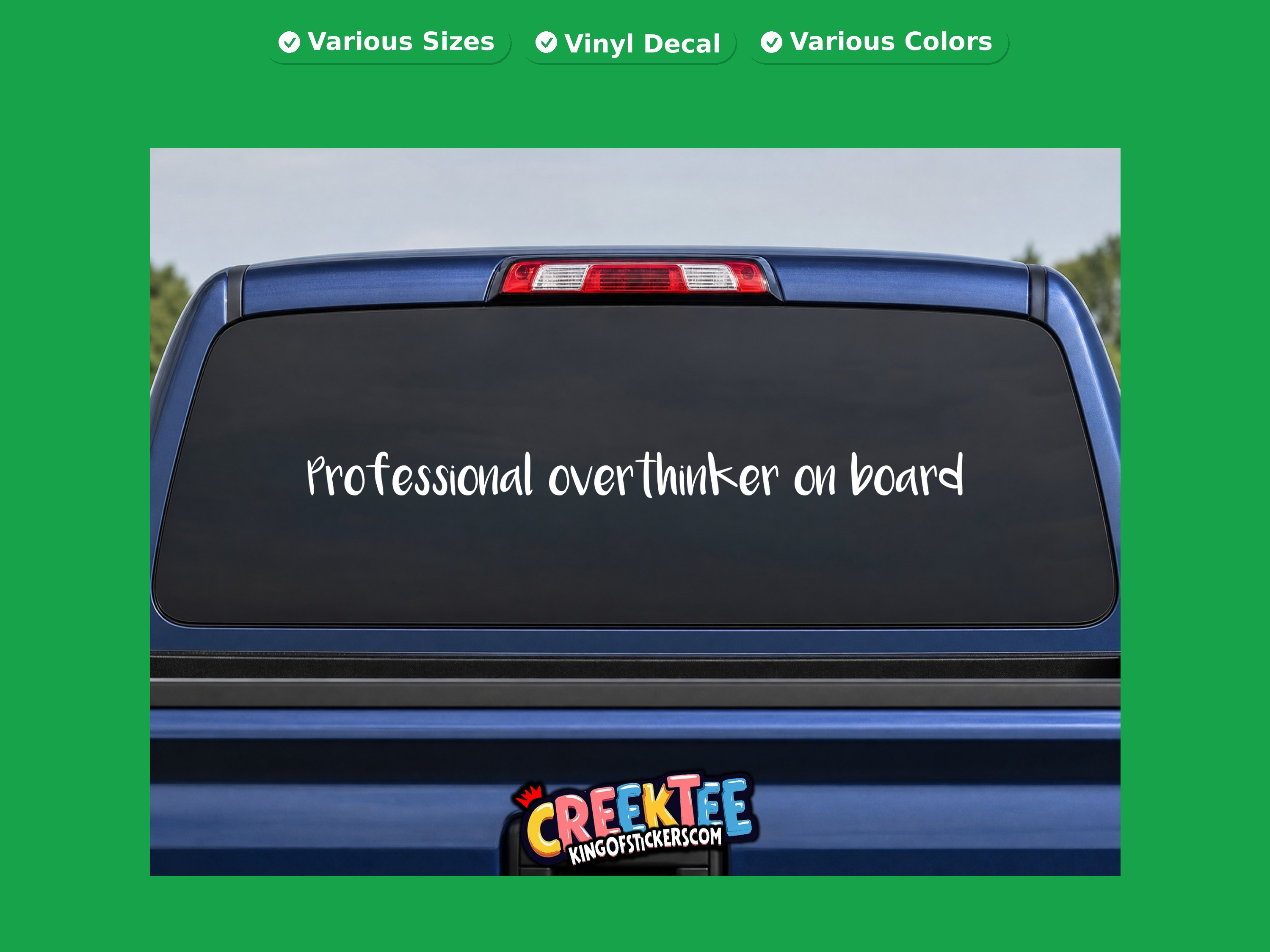 Professional overthinker on board Vinyl Decal In Various Colors  Chrome Colors and Various Sizes
